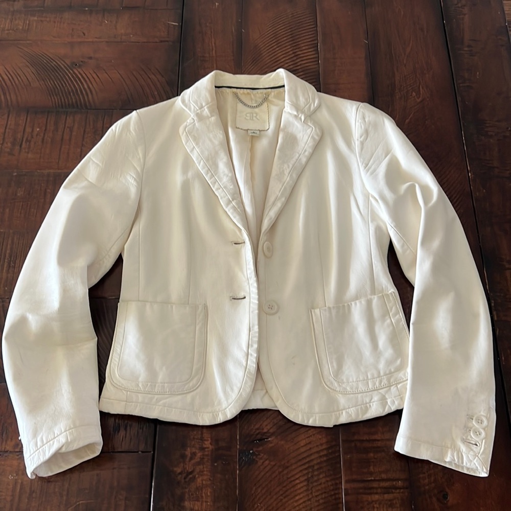 Genuine leather fitted blazer